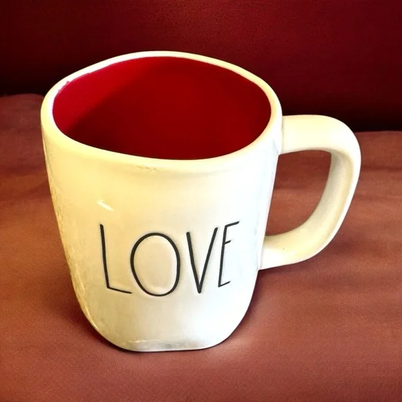 NWOT Limited Edition Collectible Rae Dunn LOVE Mug Red Interior Rare Gift Idea - Picture 8 of 13